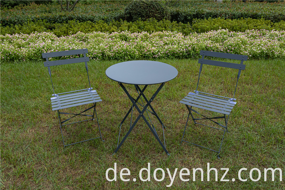 3 Pieces Set of Metal Foldable Outdoor Table and Chairs